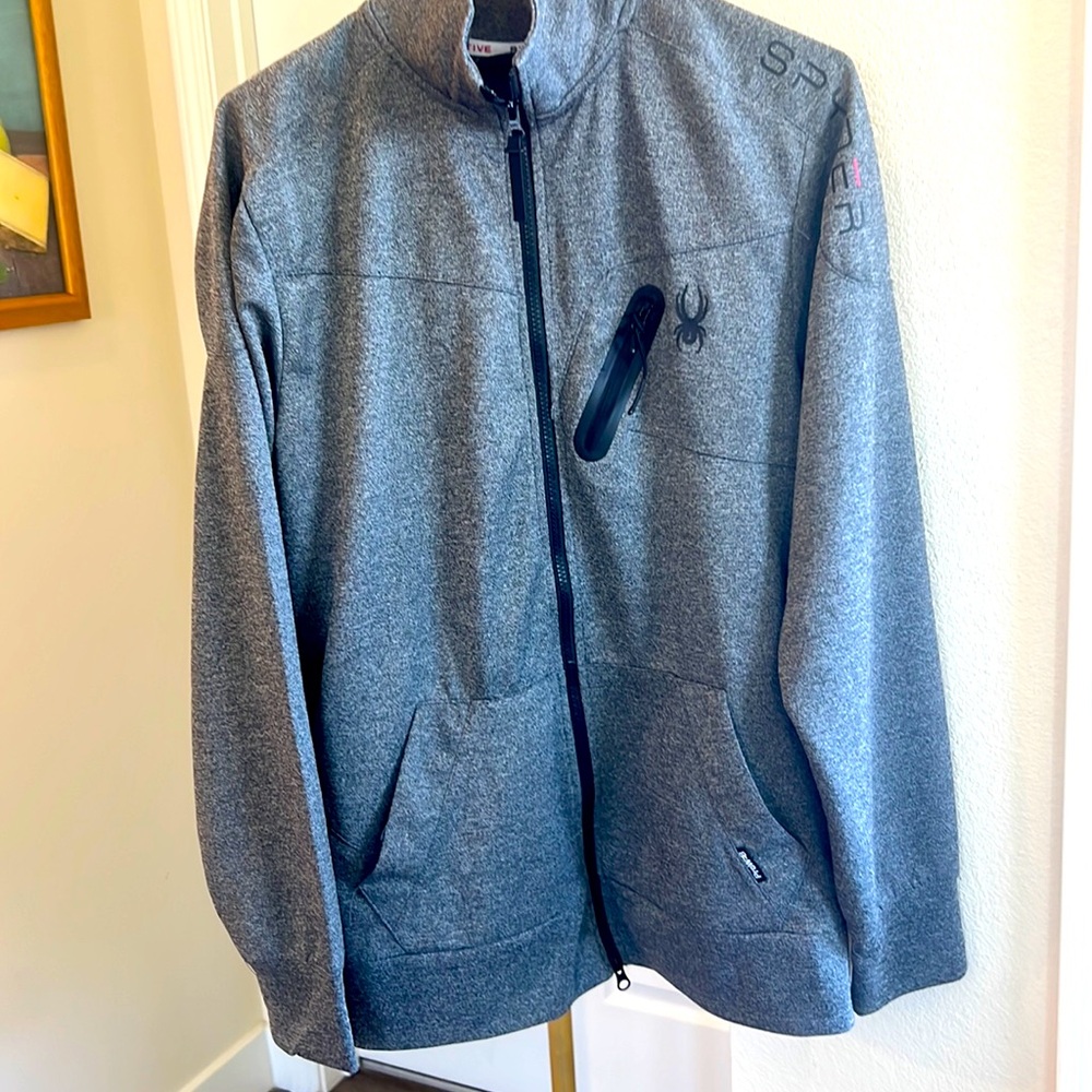 Men’s ProWeb Spyder tracksuit full front open zipper jacket Heather gray Med